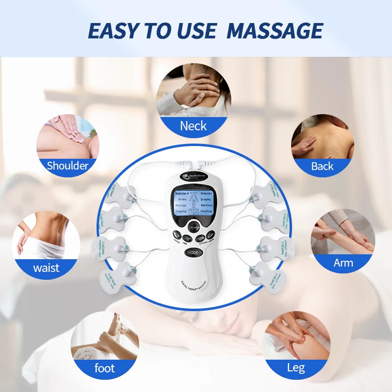 Máquina tensa massageador de pulso dezenas acupuntura elétrica instrumento de massagem corporal estimulador muscular elétrico para pescoço volta relaxar