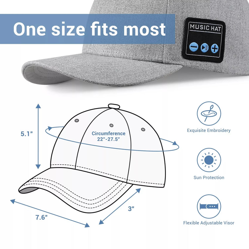 Novo chapéu com alto-falante bluetooth ajustável  sem fio inteligente  para esporte ao ar livre .