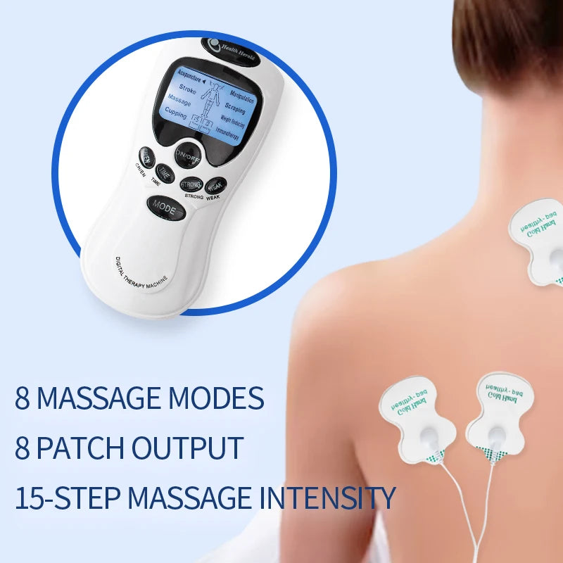 Máquina tensa massageador de pulso dezenas acupuntura elétrica instrumento de massagem corporal estimulador muscular elétrico para pescoço volta relaxar
