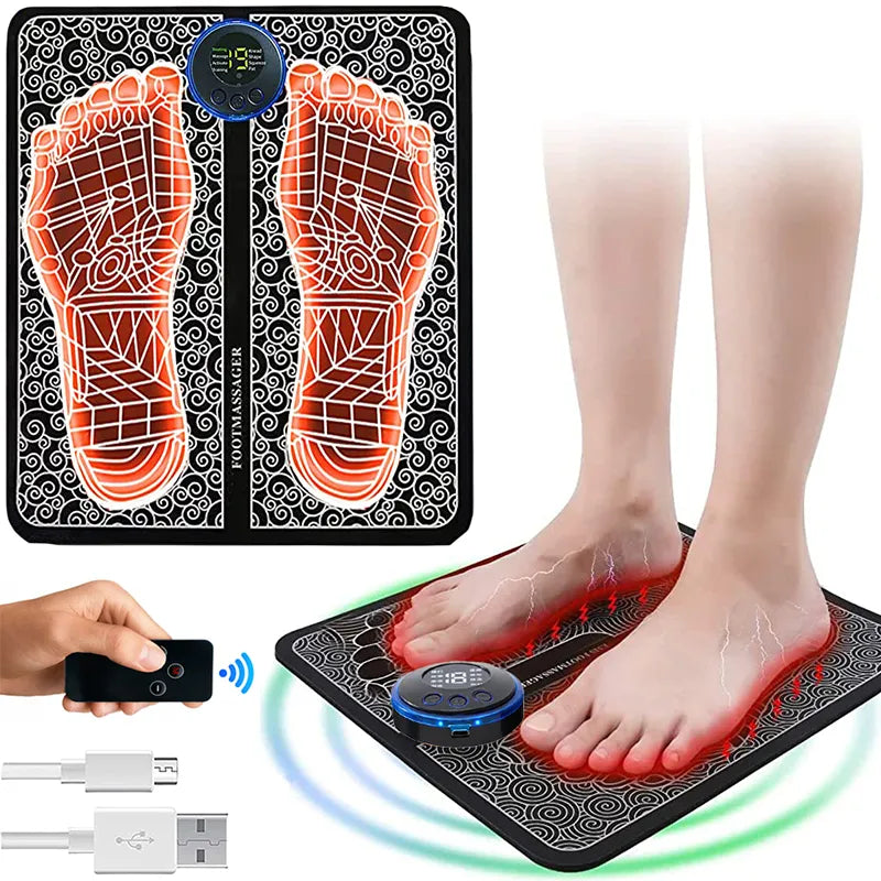 Massageador de pés ems recarregável, esteira de massagem para relaxamento de pés, ferramenta elétrica de massagem para pés, para aliviar pés doloridos, fitness em casa